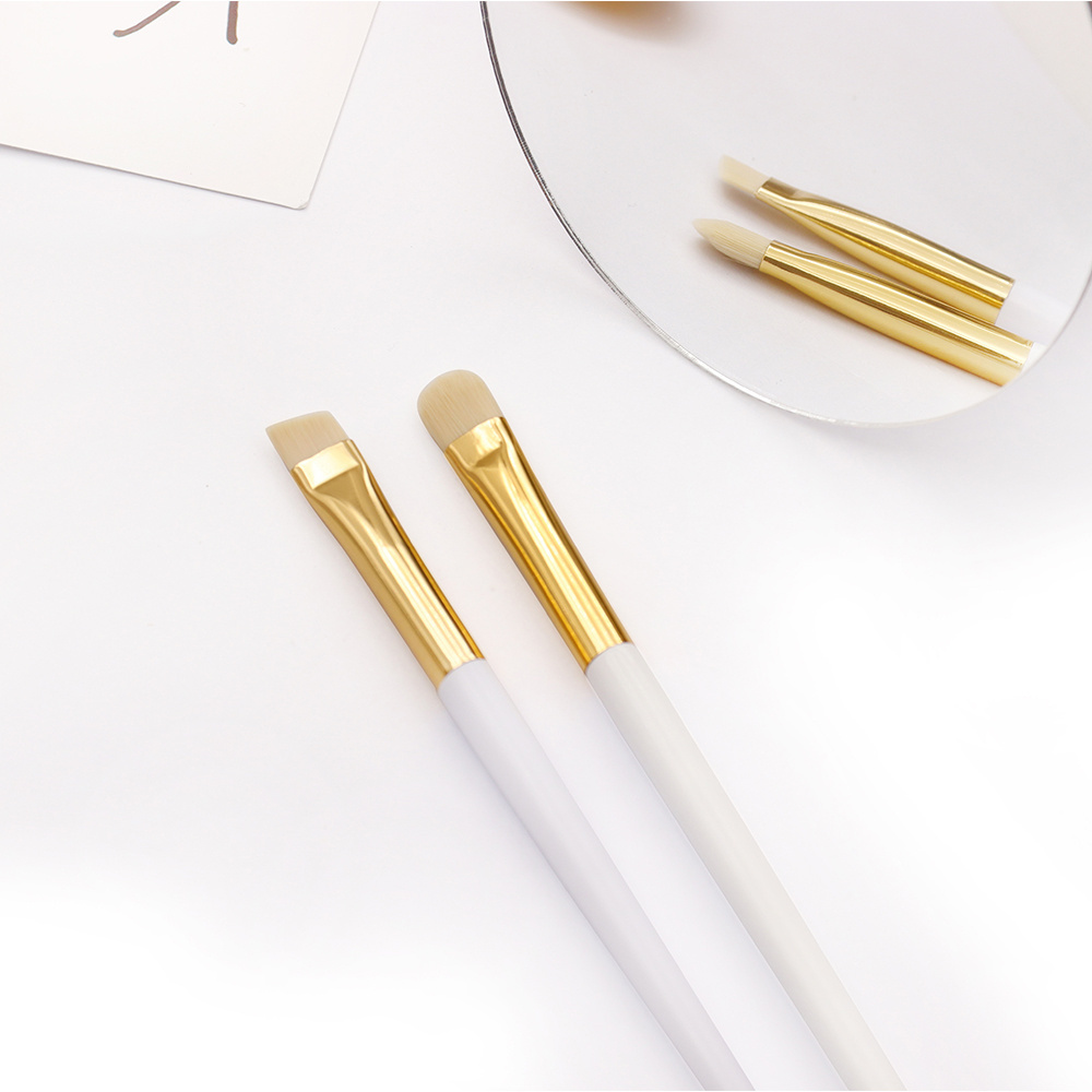 White Handle Luxury Concealer Brush Private Label Nylon Hair Angled brow brush Customized Logo Gorgeous Eyebrow Dyeing Brush