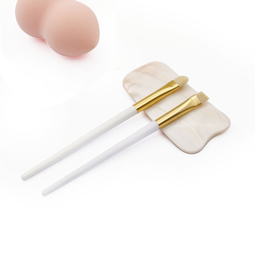 White Handle Luxury Concealer Brush Private Label Nylon Hair Angled brow brush Customized Logo Gorgeous Eyebrow Dyeing Brush