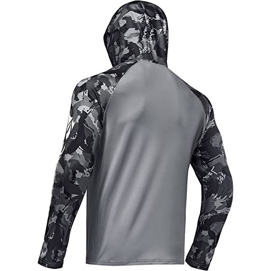 wholesale anti uv Camo fishing shirts with hood sublimated long sleeve fishing shirts Marsh wear fishing shirt