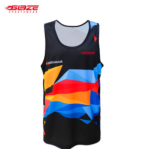 No MOQ Custom Wholesale Sublimated Running Polyester Breathable Men Singlets