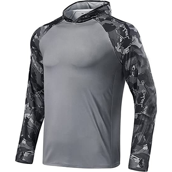 wholesale anti uv Camo fishing shirts with hood sublimated long sleeve fishing shirts Marsh wear fishing shirt