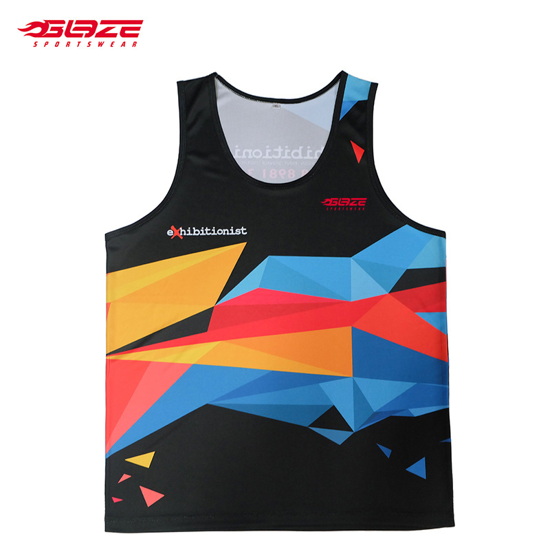 No MOQ Custom Wholesale Sublimated Running Polyester Breathable Men Singlets