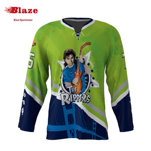 Cheap custom professional european kids neon green fashion hockey jerseys