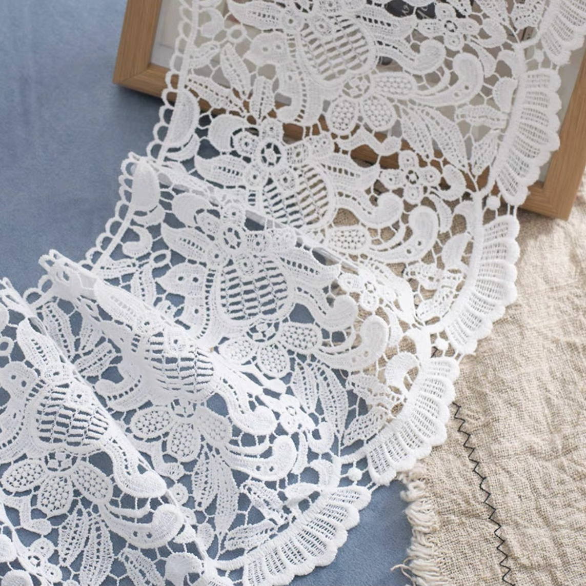 Wholesale 17cm 100% cotton Water soluble lace multicolor Guipure lace trim Spandex Lace Fabrics For Women Lingerie