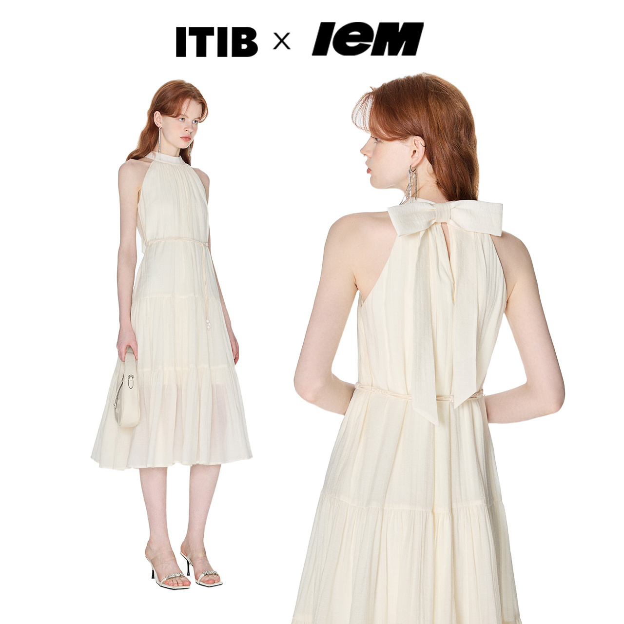 ITIB&IEM  Wholesale Korean Dress  Tie Dress Women's Spring Summer Midi-Length Wholesale Designer Brand Women's Clothing