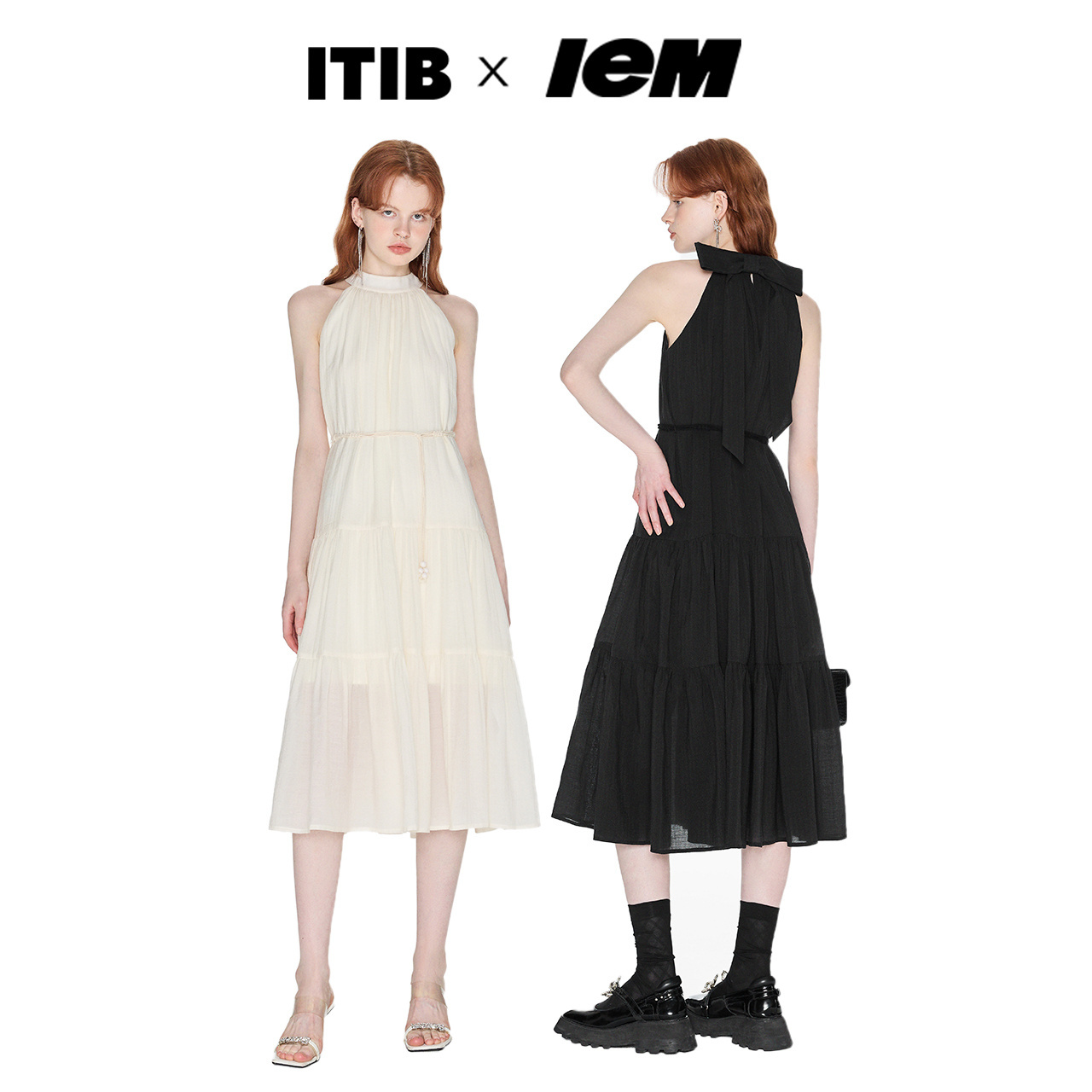 ITIB&IEM  Wholesale Korean Dress  Tie Dress Women's Spring Summer Midi-Length Wholesale Designer Brand Women's Clothing