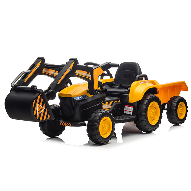 2022 new 2.4G Unique Toy  Kids Ride On Tractor Steering Remote Control With Trailer Electric excavator for children