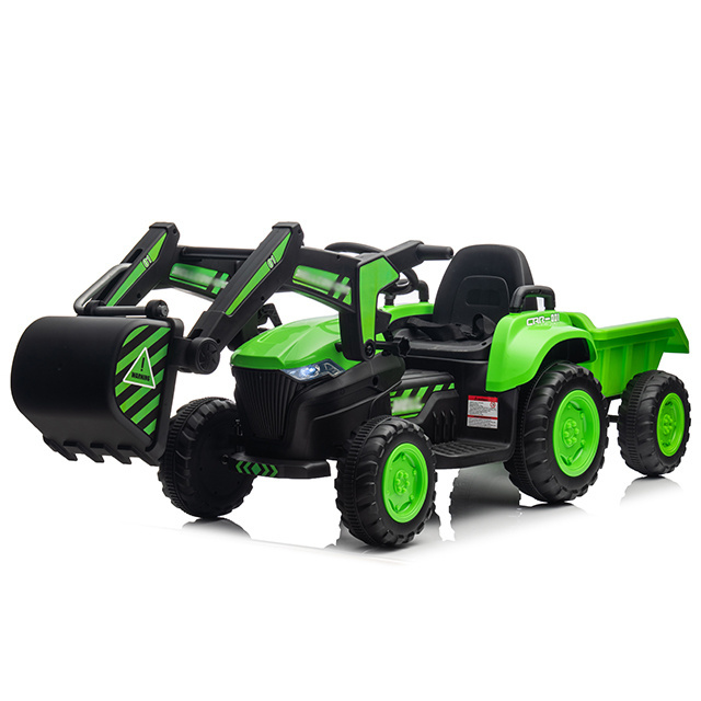 2022 new 2.4G Unique Toy  Kids Ride On Tractor Steering Remote Control With Trailer Electric excavator for children