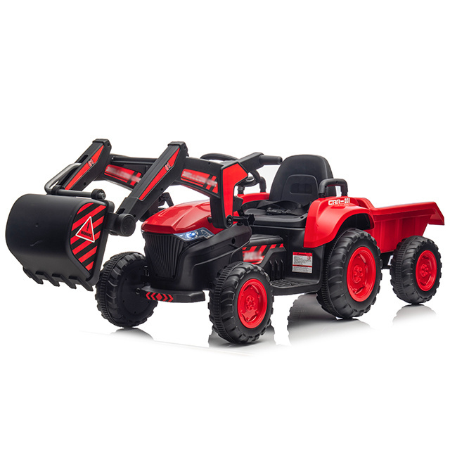 2022 new 2.4G Unique Toy  Kids Ride On Tractor Steering Remote Control With Trailer Electric excavator for children