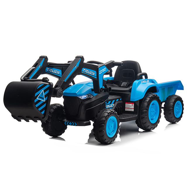 2022 new 2.4G Unique Toy  Kids Ride On Tractor Steering Remote Control With Trailer Electric excavator for children