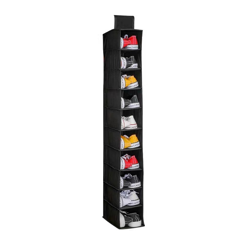 Wall-Mounted 10-Layer Non-Woven Storage Bag Hanging Closet Shoe Organizer for Shoes Storage