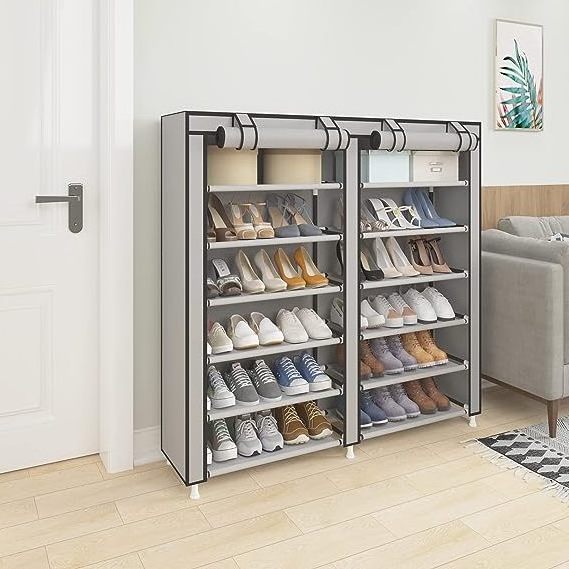 Simple Shoe Rack Portable Standing Shoe Organizer Shoe Organizer with Non-Woven Fabric Cover