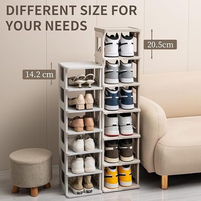 Shoe Rack for Closet Floor 7 Tier Foldable Shoe Storage Organizer Cabinet Narrow Shoe Shelf