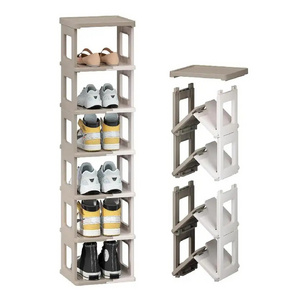 Shoe Rack for Closet Floor 7 Tier Foldable Shoe Storage Organizer Cabinet Narrow Shoe Shelf