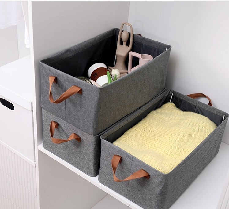 Collapsible Cationic fabric Shelf Storage Baskets Bins with metal frame for Closet Organizing