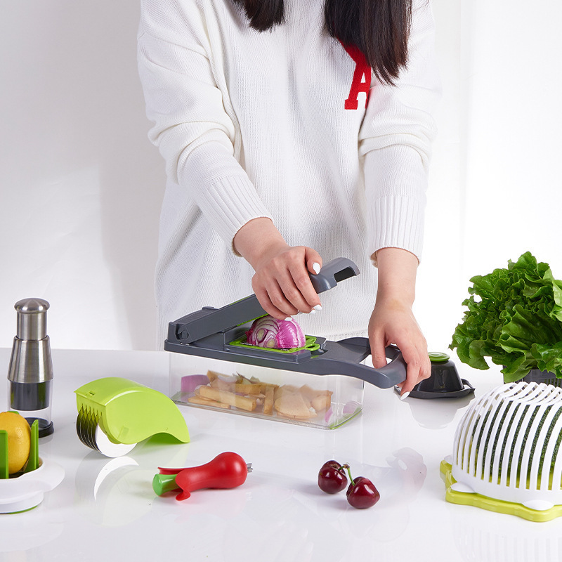 12 In 1 Kitchen Multifunction Hand Operated Mandoline Vegetable Slicer Potato grater Manual Vegetable Cutter Chopper