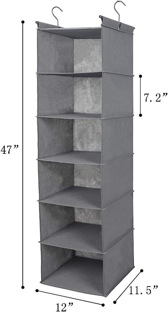 6 Tier Shelf Hanging Closet Organizer Closet Hanging Shelf with 2 Hook Closet Organizer