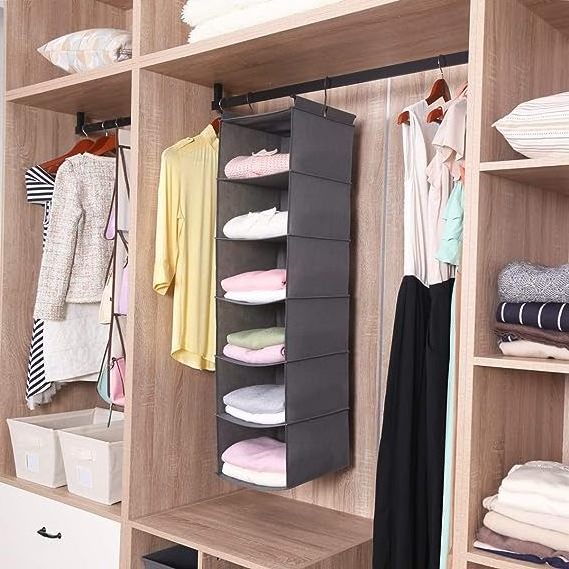 6 Tier Shelf Hanging Closet Organizer Closet Hanging Shelf with 2 Hook Closet Organizer