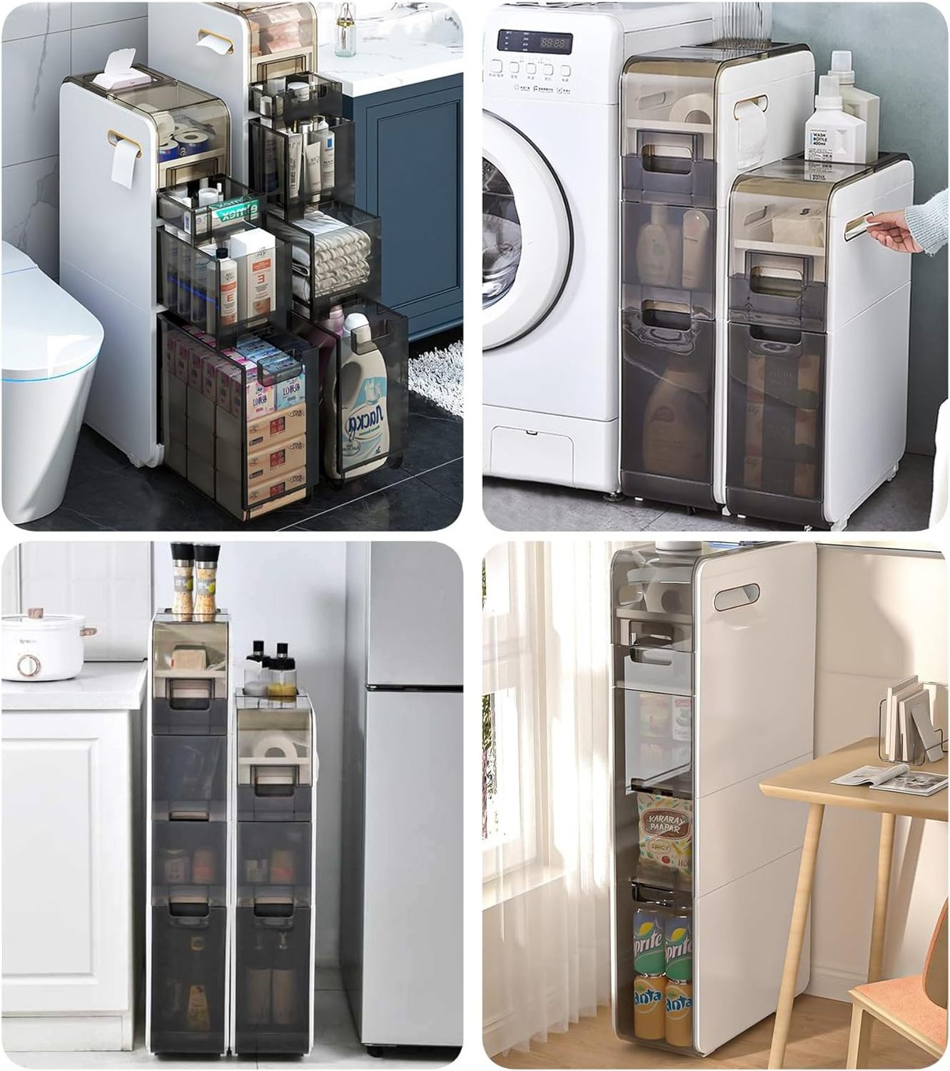 Plastic Narrow Storage Cabinet Narrow Slim Storage Cabinet with Drawers Standing Toilet Paper Holder with Wheels