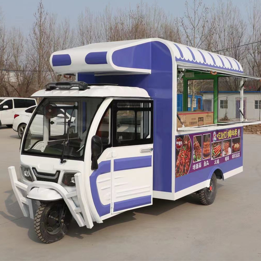 2023 hot selling  factory outlet  multipurpose mobile electric  fast food snack beverage drinks tricycle pedicab three-wheeler