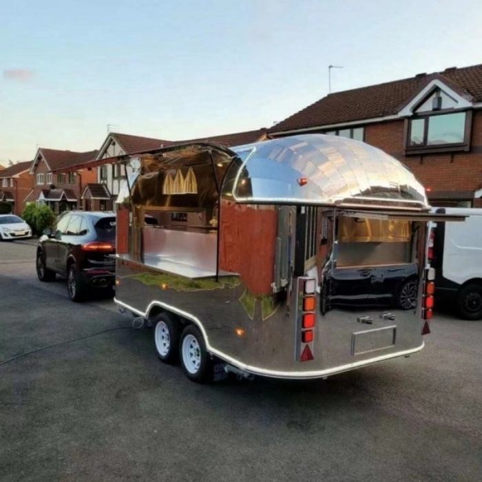 Stainless Steel Food Van Food truck Catering Trailer Airstream Food Truck Fully Equipped Kitchen