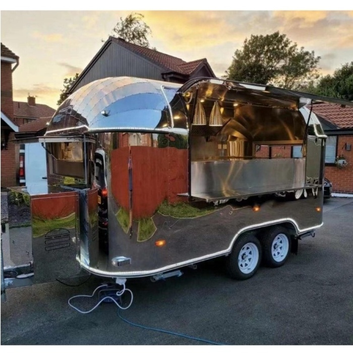 Stainless Steel Food Van Food truck Catering Trailer Airstream Food Truck Fully Equipped Kitchen