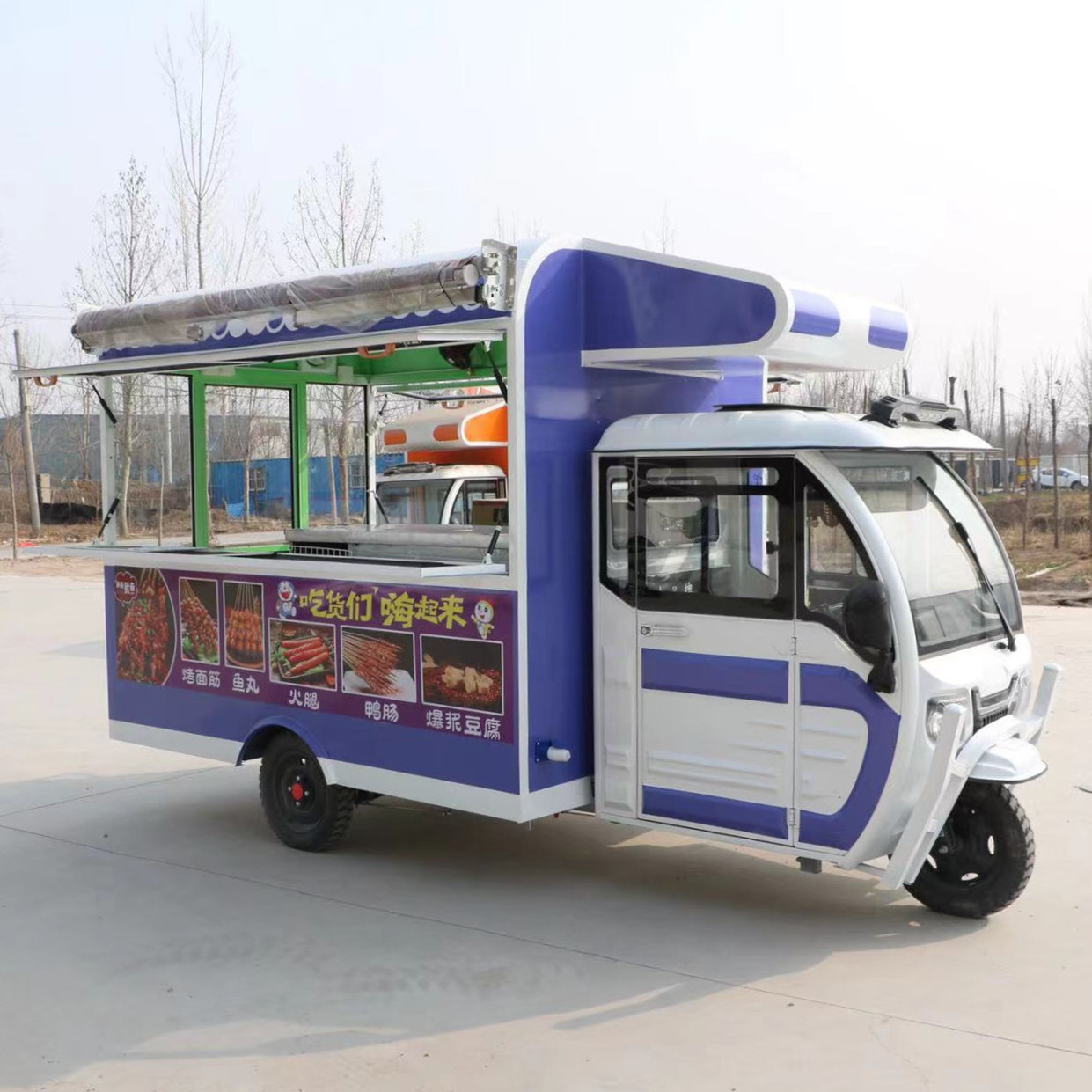 2023 hot selling  factory outlet  multipurpose mobile electric  fast food snack beverage drinks tricycle pedicab three-wheeler