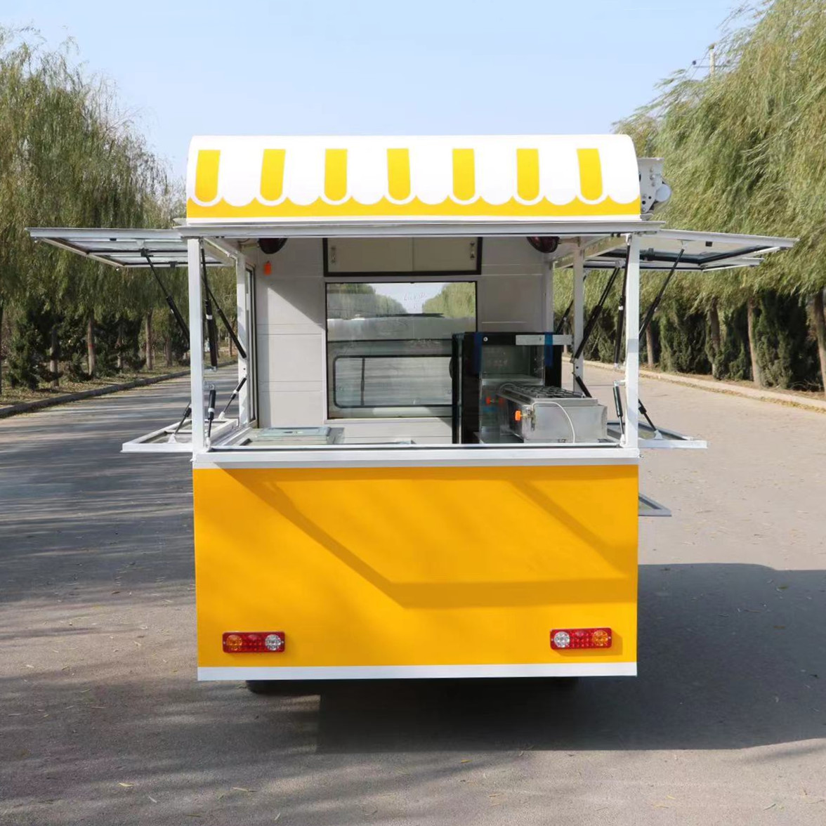 2023 hot selling factory outlet electric mobile hamburger fried chicken steak brochette food drinks tricycle  truck pedicab