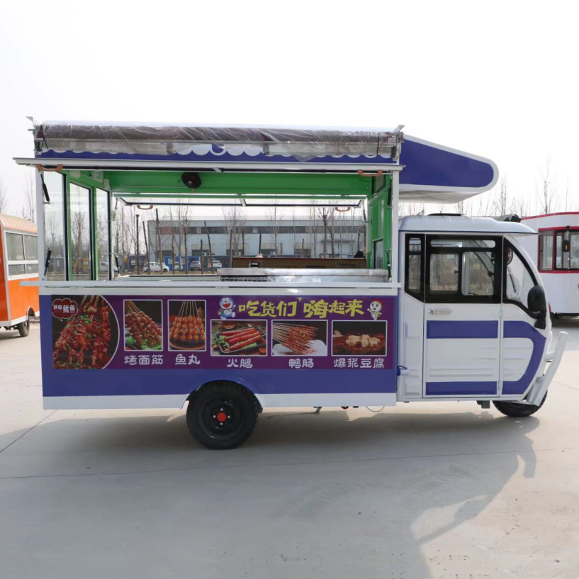 2023 hot selling  factory outlet  multipurpose mobile electric  fast food snack beverage drinks tricycle pedicab three-wheeler