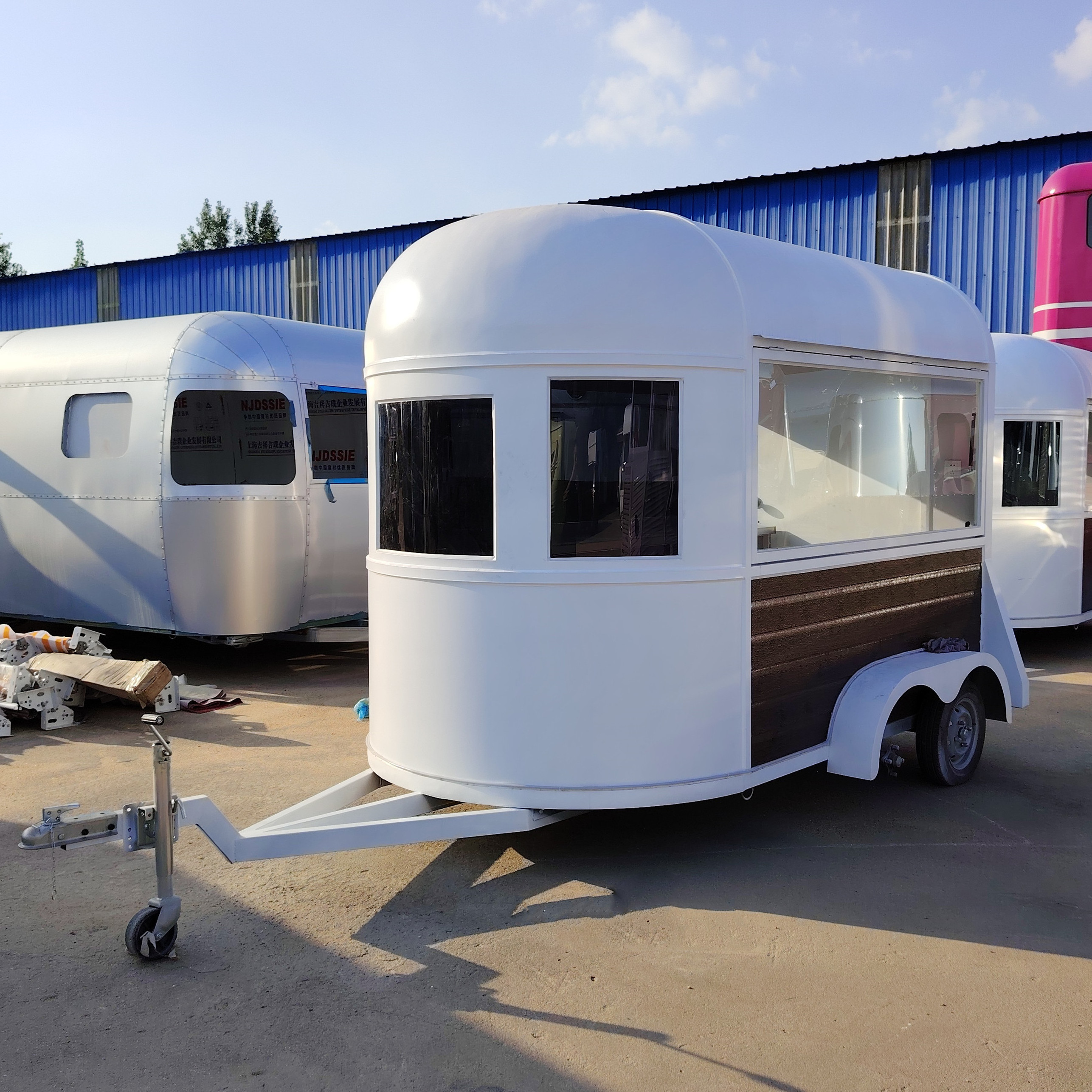 2023 hot factory direct selling snack fast food drink ice cream coffee milk tea catering bar mobile stainless steel trailer