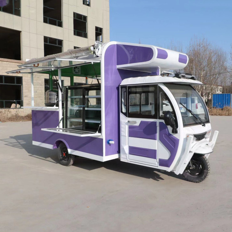 2023 hot selling  factory outlet  multipurpose mobile electric  fast food snack beverage drinks tricycle  pedicab three-wheeler