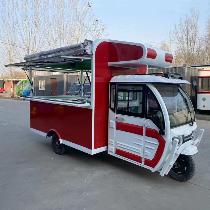 2023 hot selling  factory outlet  multipurpose mobile electric  fast food snack beverage drinks tricycle  pedicab three-wheeler