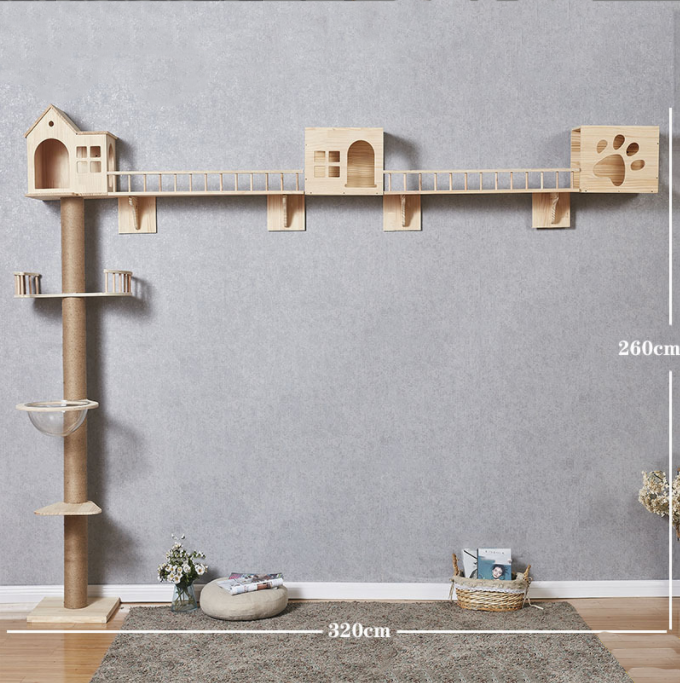 Wall-Mounted Cat Toy Large Space Capsule Skyrocket Cat Jump Platform Hemp Grab Column