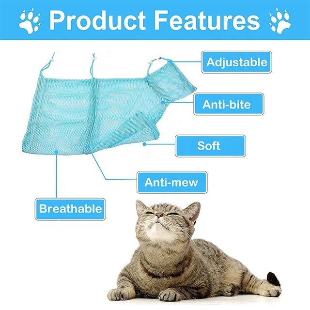 2022 Adjustable Multifunctional Breathable Cat Restraint Bag Cat Bathing Bag