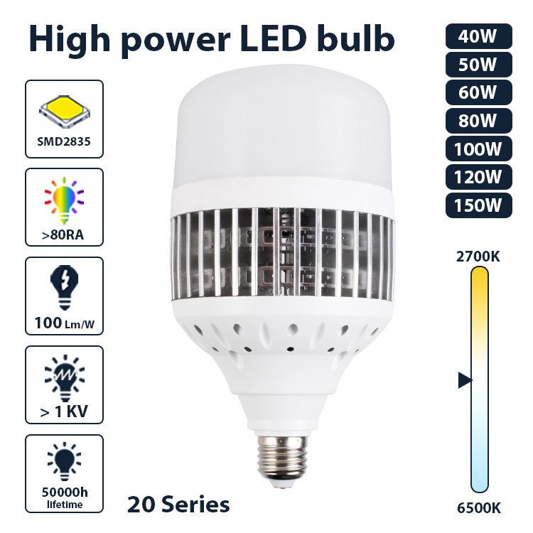 40W 50W 60W 80W 100W 120W 150W High Power T Shape Bulbs E26 E27 B22  LED T-Bulbs