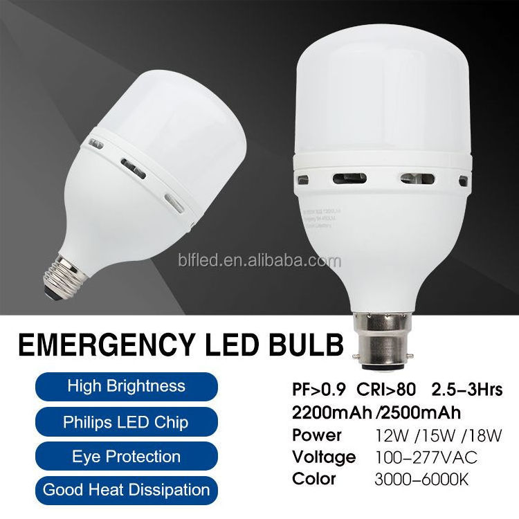 Rechargeable Lithium Battery Backup Lamp 12W 15W 18W Emergency LED Bulb