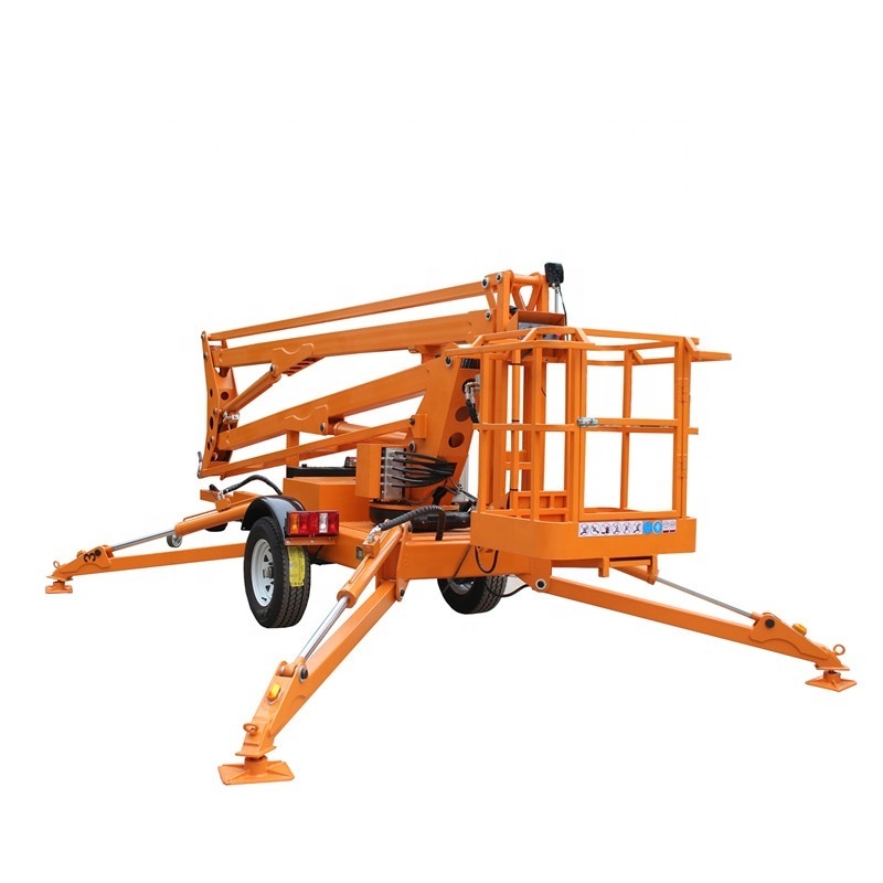 Hot Sale 10m Towable Articulated Trailer Boom Lift for Sale CE Electric Aerial Spider Cherry Picker for Sale