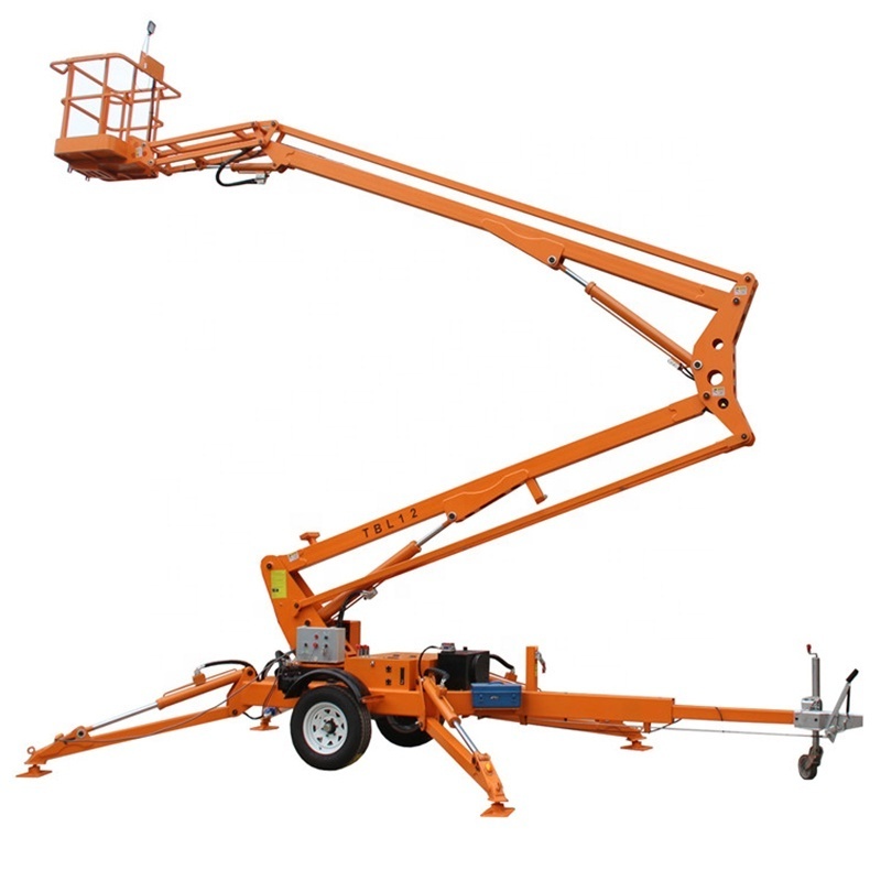 Hot Sale 10m Towable Articulated Trailer Boom Lift for Sale CE Electric Aerial Spider Cherry Picker for Sale