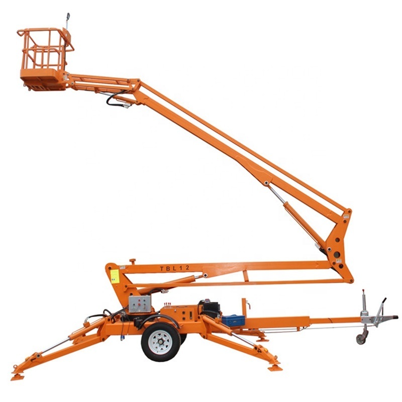 Hot Sale 10m Towable Articulated Trailer Boom Lift for Sale CE Electric Aerial Spider Cherry Picker for Sale