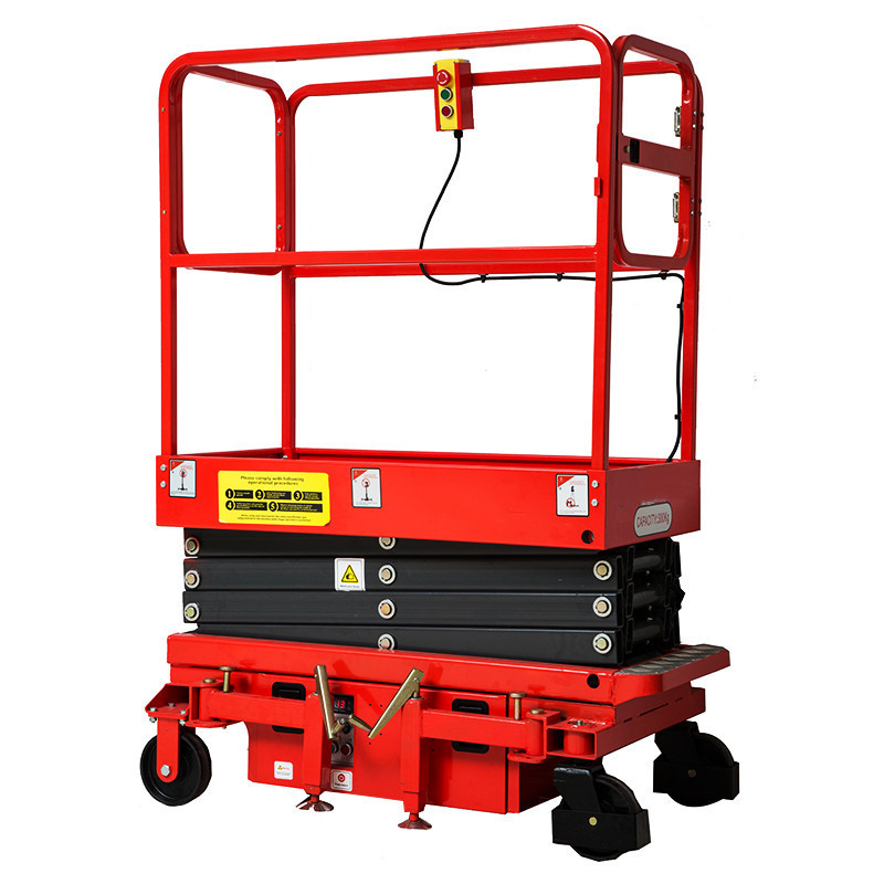 300kg mini  hydraulic cylinder semi electric scissor lift self propelled tire