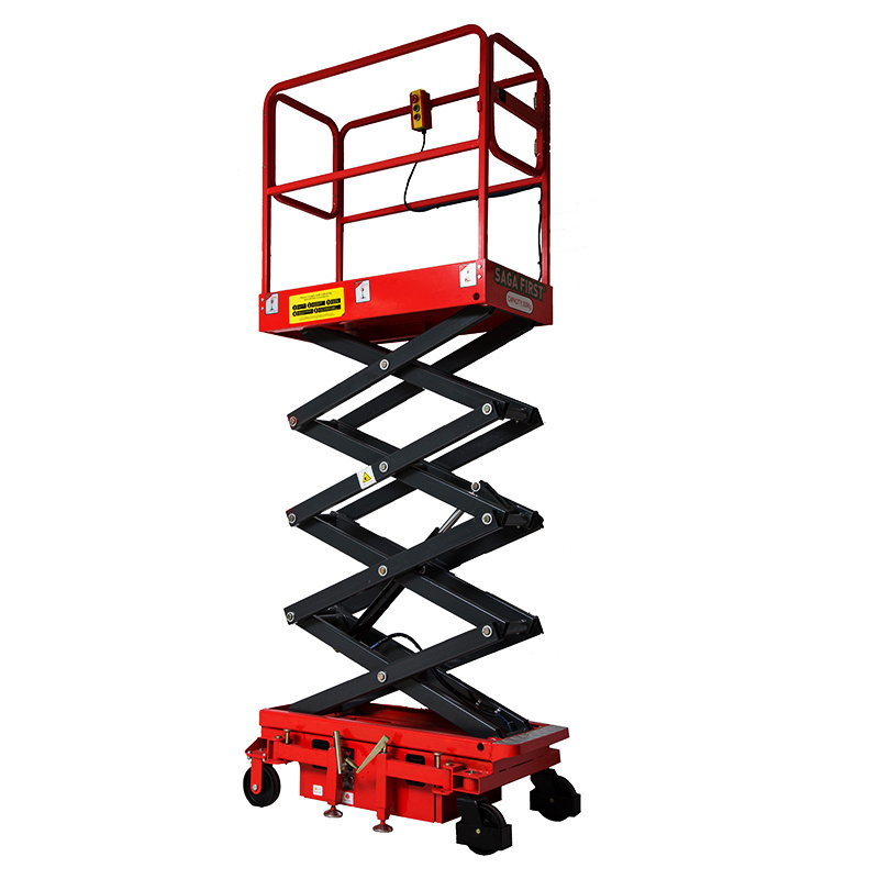 300kg mini  hydraulic cylinder semi electric scissor lift self propelled tire