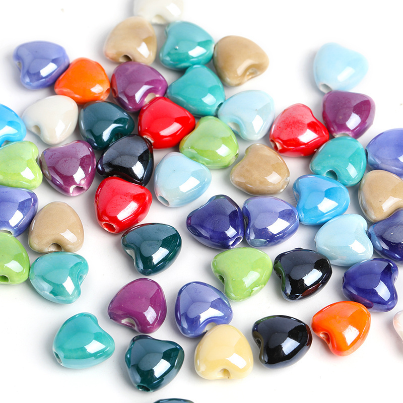 Heart Shape Ceramic Beads 10mm Gemstone Beads For Jewelry Making Diy Necklace Jewelry Accessories