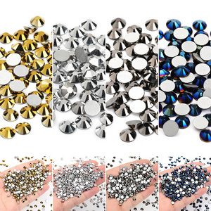 Bling Mine Gold Plated Rhinestone Bulk Wholesale Non Hotfix Glass Flat Back Rhinestones 16 Cut Crystal For Nail Art Decoration