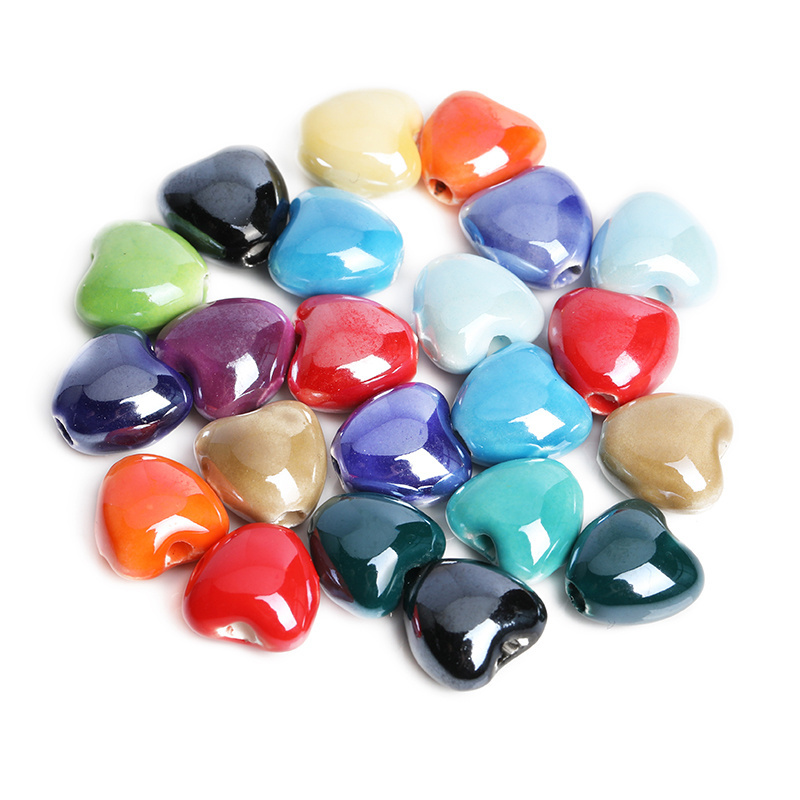 Heart Shape Ceramic Beads 10mm Gemstone Beads For Jewelry Making Diy Necklace Jewelry Accessories