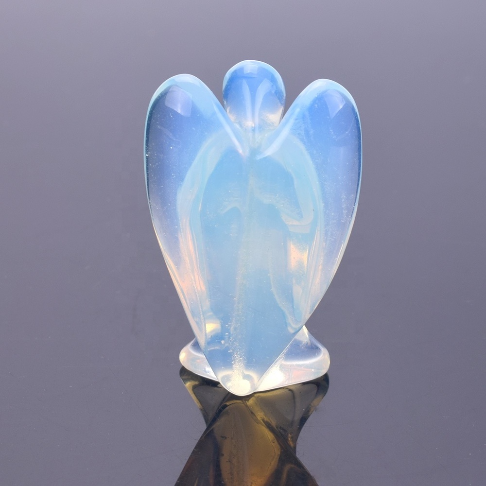 Wholesale High Quality Stone Carving  Opalite Hand Carved Crystal Angel For Sale