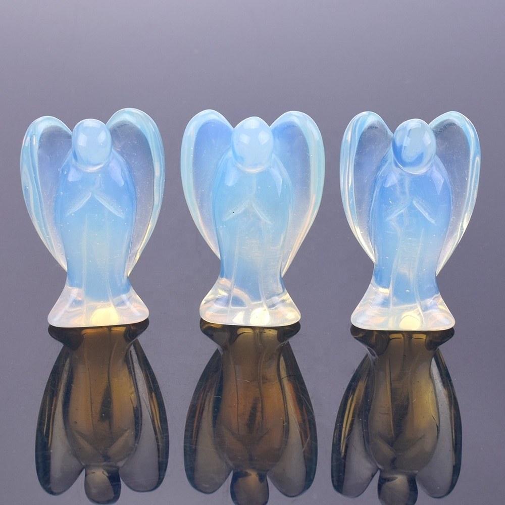 Wholesale High Quality Stone Carving  Opalite Hand Carved Crystal Angel For Sale