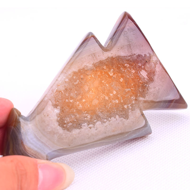 Wholesale natural agate geode crystal animal carving crafts tree for  Christmas Decoration