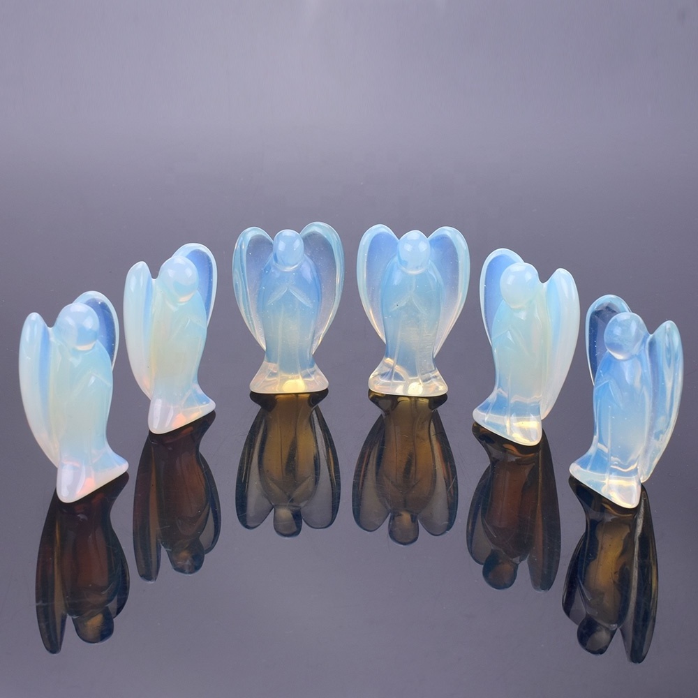 Wholesale High Quality Stone Carving  Opalite Hand Carved Crystal Angel For Sale