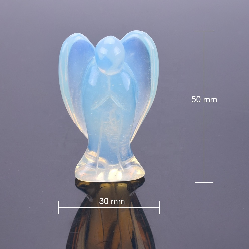 Wholesale High Quality Stone Carving  Opalite Hand Carved Crystal Angel For Sale