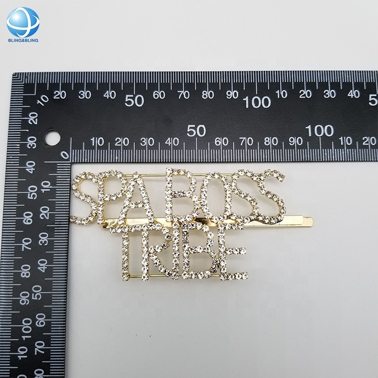 Handmade Shiny Metal Rhinestone Letters Bobby Pin For Women Girls Bridal Wedding Hair Decoration